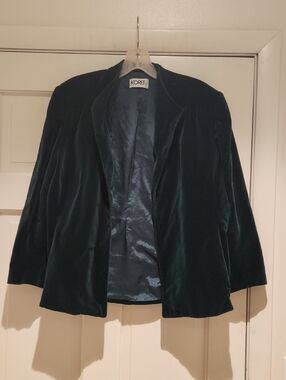 Koret Vintage Women's Forest Green Velvet Open-Front Jacket